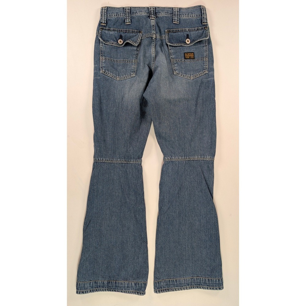 G-Star Raw Denim Shortcut Comwood Jeans Blue Flared Leg Mens 30x32 Y2K - Picture 2 of 13